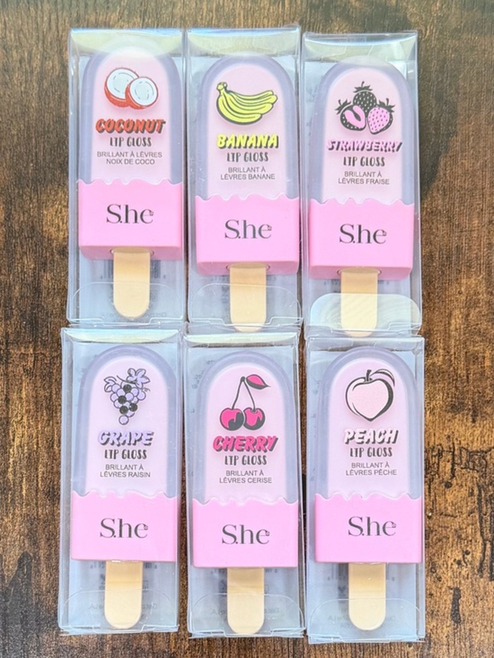 She Makeup Pink Fruit Lip Gloss Set